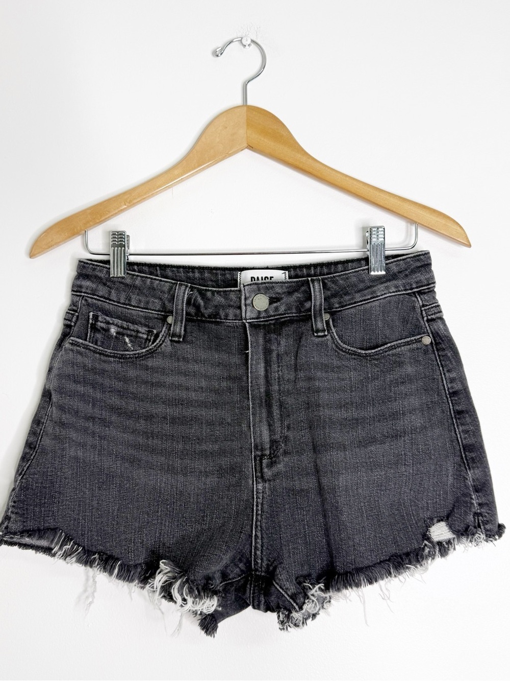 PAIGE Margot Shorts Size 28 Gray Distressed Raw Hem Denim Jean Shorts